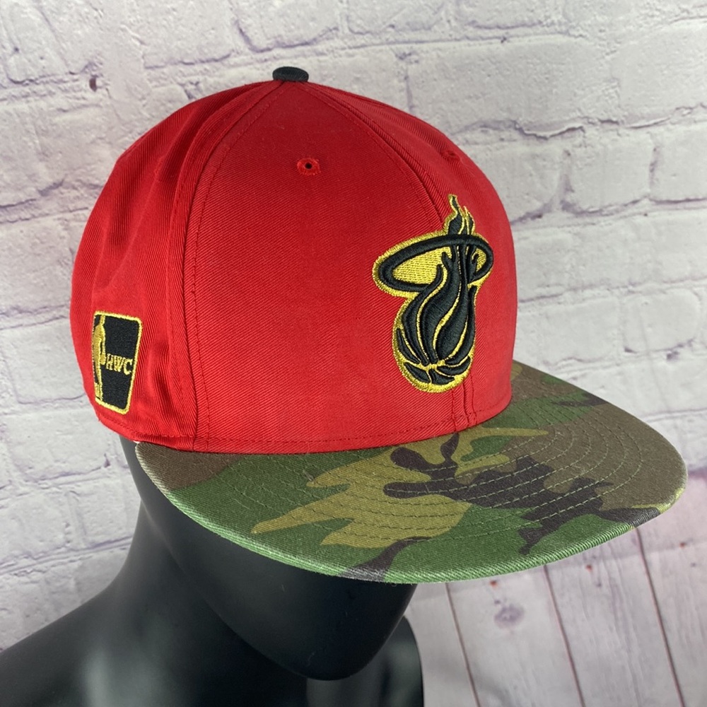 Miami Heat NBA 47 Forty-Seve HWA Red and Camo Baseball Cap. One Size